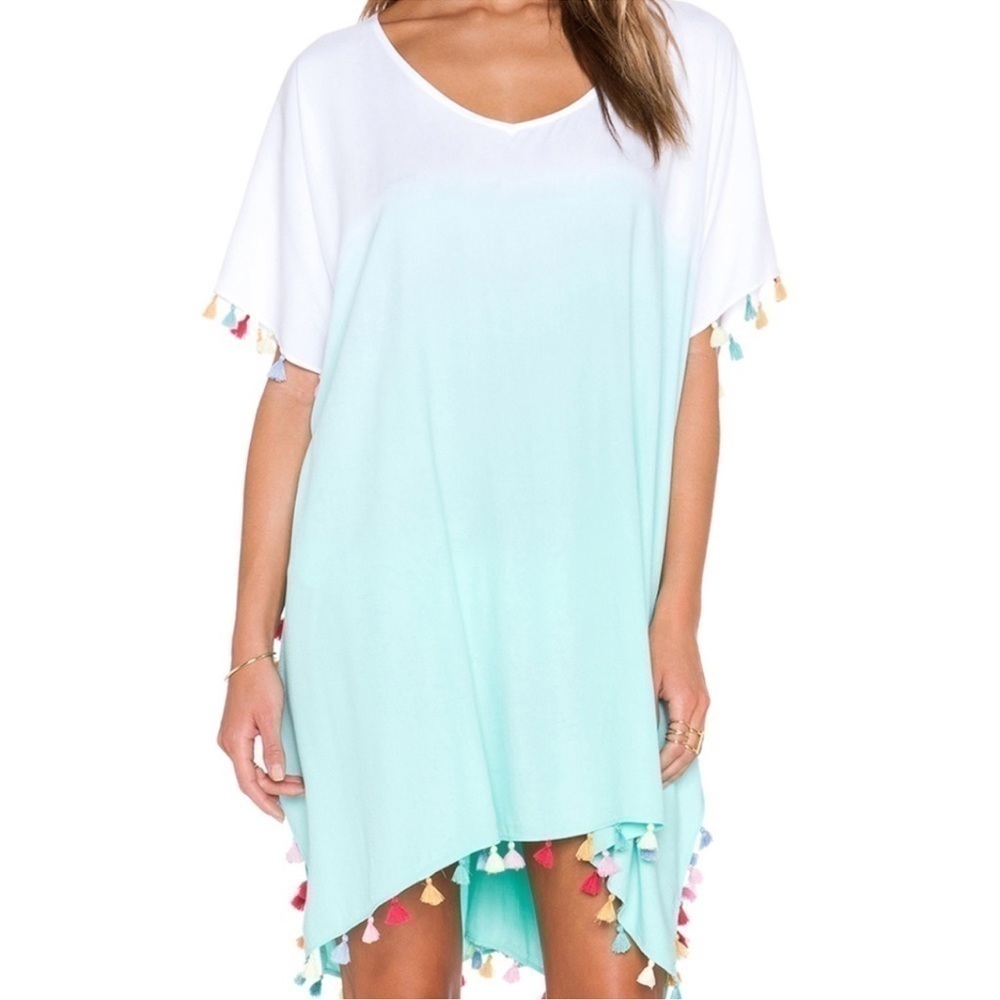 Seafolly Bandwave Memphis Kaftan Coverup Tasseled